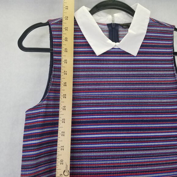 ZARA Trafaluc Shirt Dress Women S Multicolored Stripe Sleeveless Collared Zip Up - Picture 10 of 11